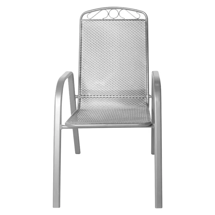 Sunfun Vrtna stolica - D x Š x V: 74 x 55 x 98 cm, Srebrne boje, Mogu se slagati jedni na druge - Pogled sprijeda