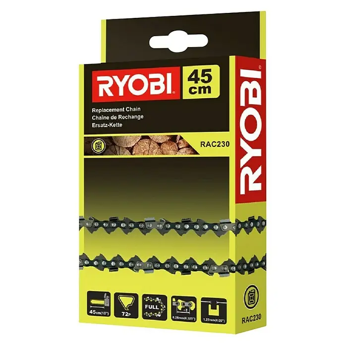 Ryobi Lanac za motorne pile 325 - Duljina reza: 45 cm, Broj karike lanca: 72 Kom. - Dijagonalni pogled