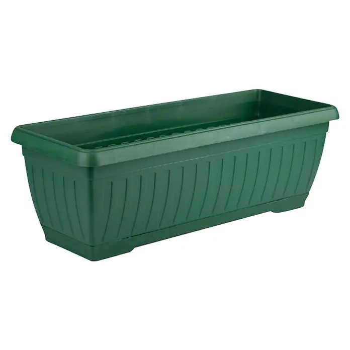 Plastična žardinjera Jadran - Vanjska dimenzija (D x Š x V): 60 x 20 x 17 cm, Zelene boje - Dijagonalni pogled
