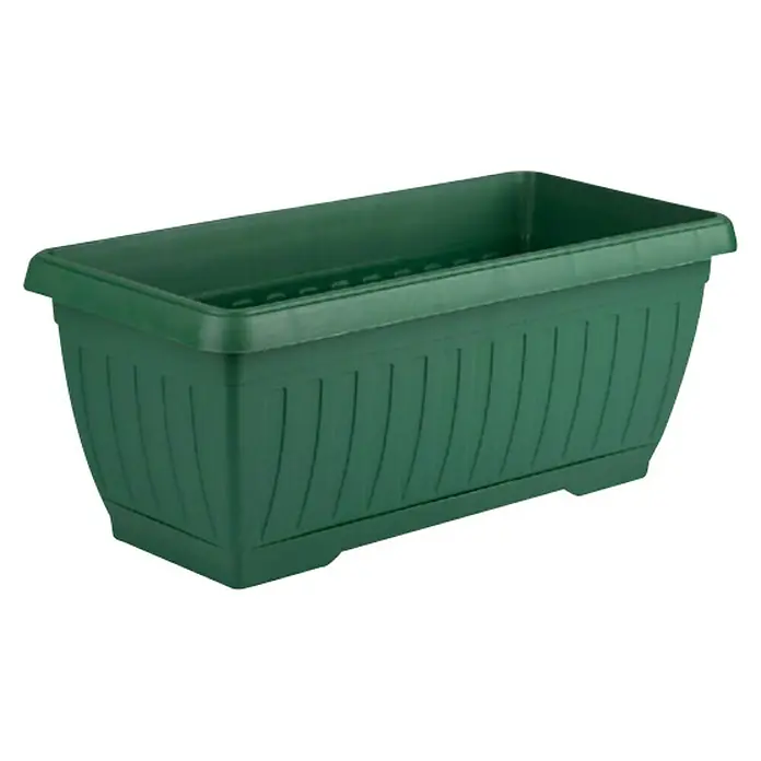 Plastična žardinjera Jadran - Vanjska dimenzija (D x Š x V): 40 x 20 x 17 cm, Plastika, Zelene boje - Dijagonalni pogled