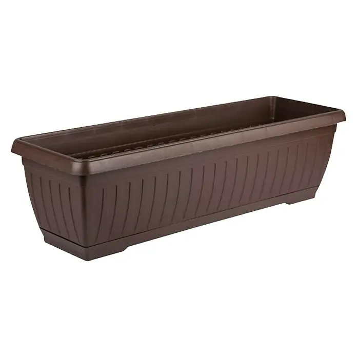 Plastična žardinjera Jadran - Vanjska dimenzija (D x Š x V): 60 x 20 x 17 cm, Plastika, Smeđe boje - Dijagonalni pogled