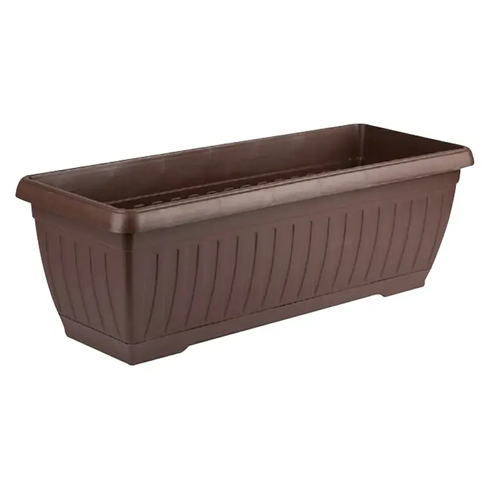 Plastična žardinjera Jadran - Vanjska dimenzija (D x Š x V): 50 x 20 x 17 cm, Plastika, Smeđe boje - Dijagonalni pogled
