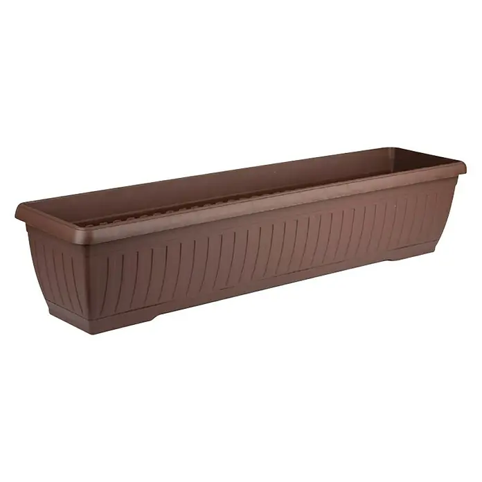 Plastična žardinjera Jadran - Vanjska dimenzija (D x Š x V): 80 x 20 x 17 cm, Smeđe boje - Dijagonalni pogled