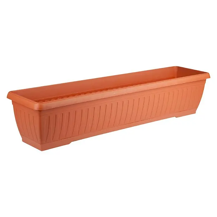 Plastična žardinjera Jadran - Vanjska dimenzija (D x Š x V): 80 x 20 x 17 cm, Terakota - Dijagonalni pogled