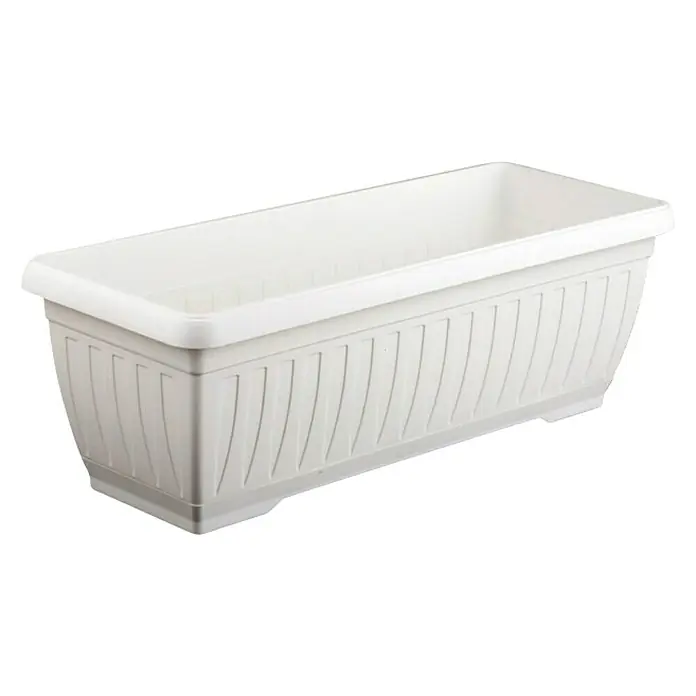 Plastična žardinjera Jadran - Vanjska dimenzija (D x Š x V): 50 x 20 x 17 cm, Plastika, Bijele boje - Dijagonalni pogled
