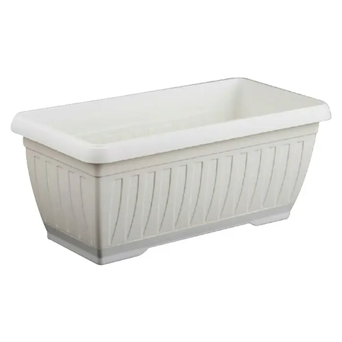 Plastična žardinjera Jadran - Vanjska dimenzija (D x Š x V): 40 x 20 x 17 cm, Plastika, Bijele boje - Dijagonalni pogled