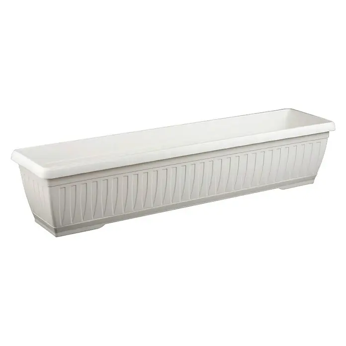 Plastična žardinjera Jadran - Vanjska dimenzija (D x Š x V): 80 x 20 x 17 cm, Bijele boje - Dijagonalni pogled