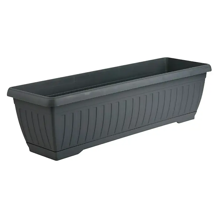 Plastična žardinjera Jadran - Vanjska dimenzija (D x Š x V): 60 x 20 x 17 cm, Antracit - Dijagonalni pogled