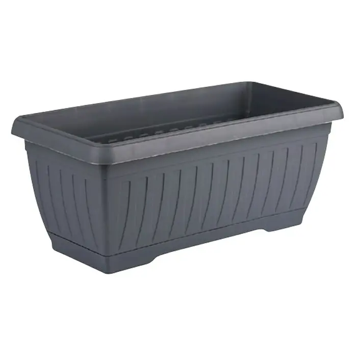 Plastična žardinjera Jadran - Vanjska dimenzija (D x Š x V): 40 x 20 x 17 cm, Antracit - Dijagonalni pogled