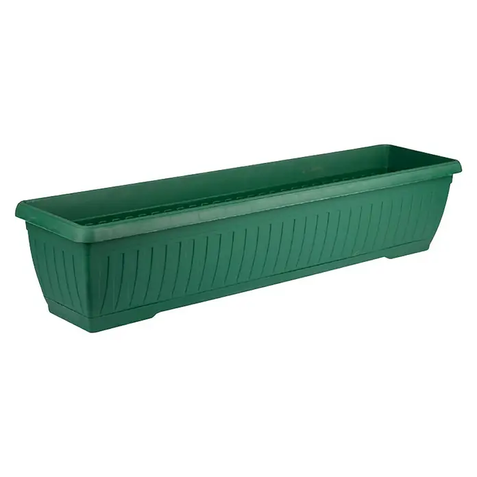 Plastična žardinjera Jadran - Vanjska dimenzija (D x Š x V): 80 x 20 x 17 cm, Zelene boje - Dijagonalni pogled