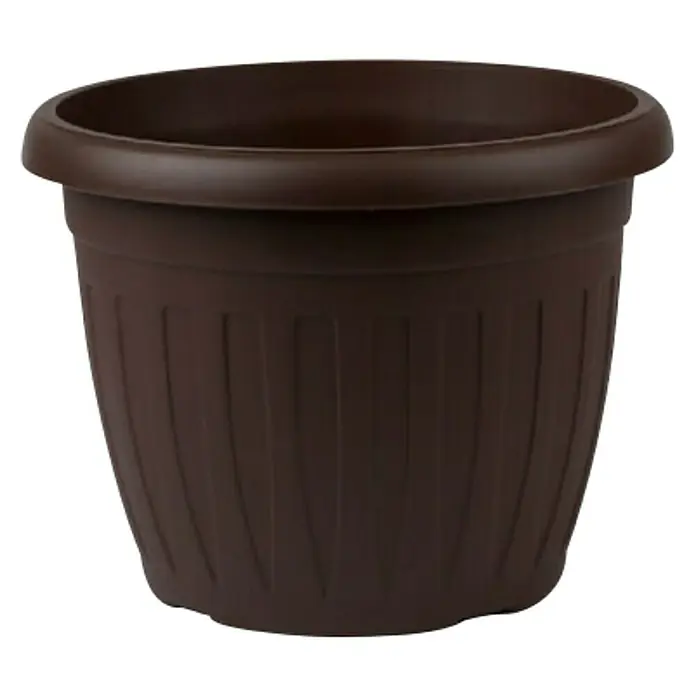 Tegla za cvijeće Jadran - Vanjska dimenzija (ø x V): 15 x 12,5 cm, Plastika, Smeđe boje - Pogled sprijeda