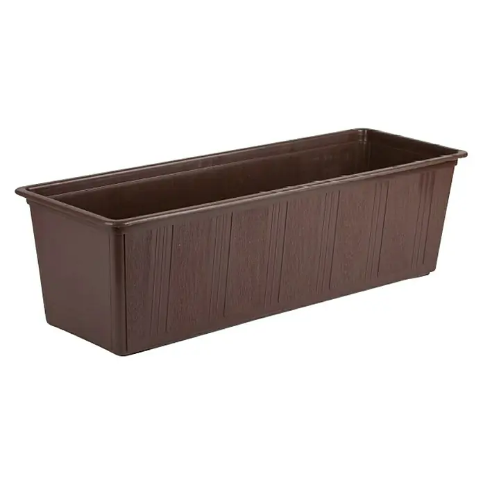 Plastična žardinjera - Vanjska dimenzija (D x Š x V): 50 x 17 x 14 cm, Smeđe boje - Dijagonalni pogled