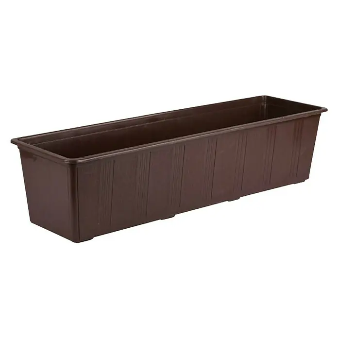 Plastična žardinjera - Vanjska dimenzija (D x Š x V): 60 x 17 x 14 cm, Smeđe boje - Dijagonalni pogled