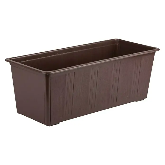 Plastična žardinjera - Vanjska dimenzija (D x Š x V): 40 x 17 x 14 cm, Smeđe boje - Dijagonalni pogled