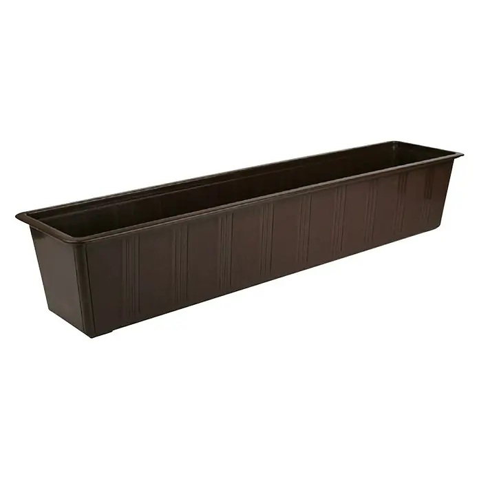 Plastična žardinjera - Vanjska dimenzija (D x Š x V): 80 x 17 x 14 cm, Smeđe boje - Dijagonalni pogled