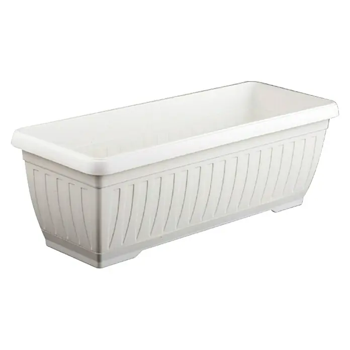 Plastična žardinjera Jadran - Vanjska dimenzija (D x Š x V): 50 x 17 x 14 cm, Bijele boje - Dijagonalni pogled