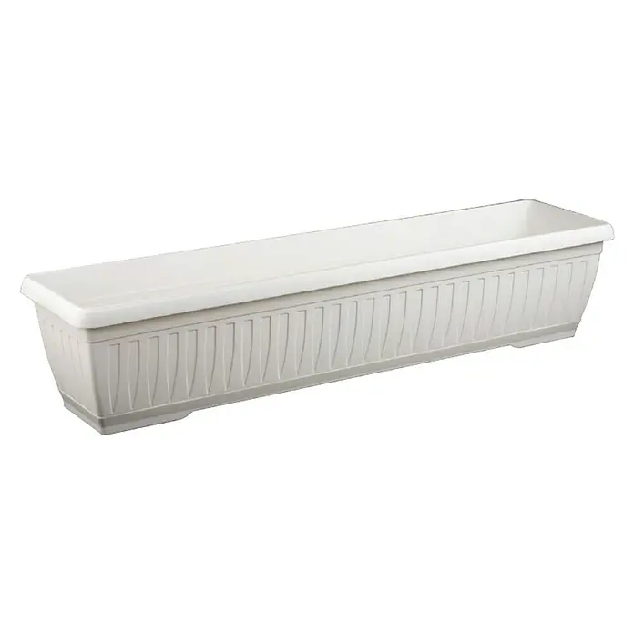 Plastična žardinjera Jadran - Vanjska dimenzija (D x Š x V): 80 x 17 x 14 cm, Bijele boje - Dijagonalni pogled