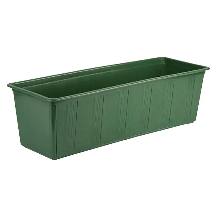 Plastična žardinjera - Vanjska dimenzija (D x Š x V): 50 x 17 x 14 cm, Zelene boje - Dijagonalni pogled