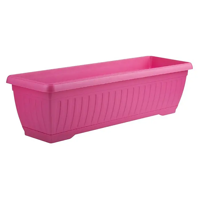 Plastična žardinjera Jadran - Vanjska dimenzija (D x Š x V): 60 x 20 x 17 cm, Roze boje - Dijagonalni pogled