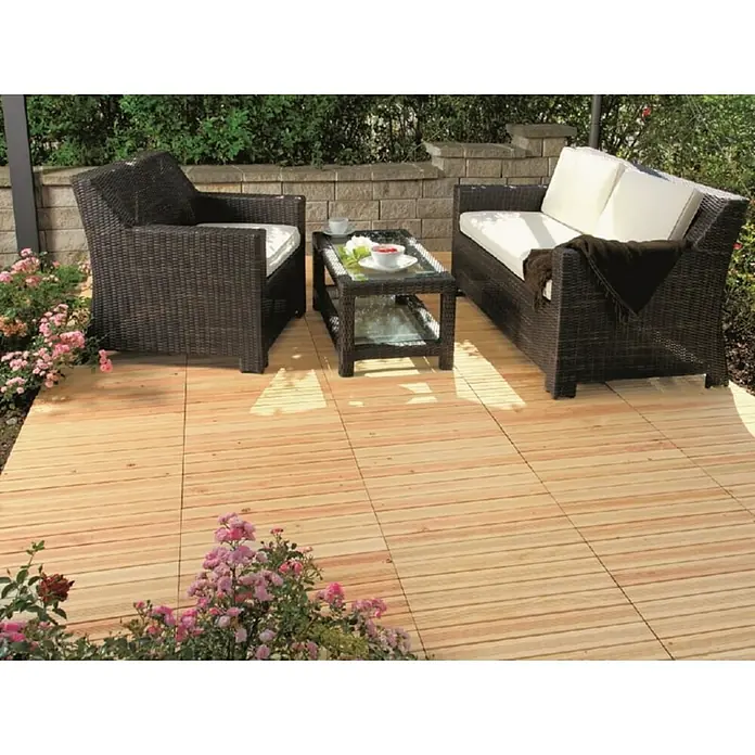 Klick-Holzfliese - Douglasie, 60 x 30 x 3 cm, 2er Pack - Stimmungsaufnahme