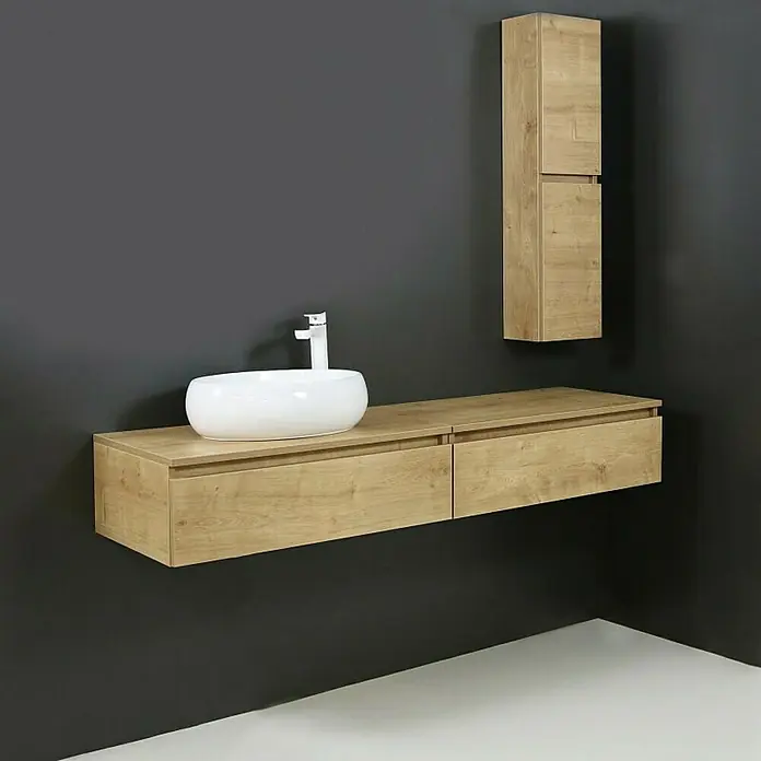 Aquaart Kupaonski ormarić za nasadni umivaonik Elegant, gornji - D x Š x V: 45 x 80 x 25 cm, Hrast - Živopisni prikaz