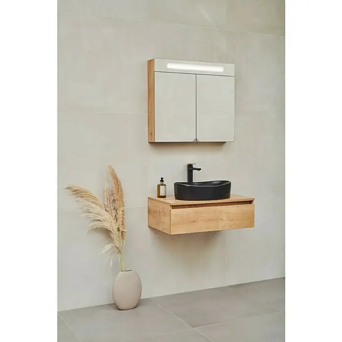 Aquaart Kupaonski ormarić za nasadni umivaonik Elegant, gornji - D x Š x V: 45 x 80 x 25 cm, Hrast - Živopisni prikaz