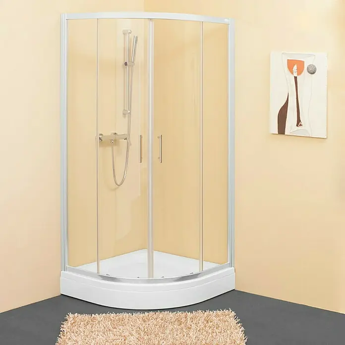 Kolpa San Polukružna tuš kabina SQ Line TKP 80 - D x Š x V: 80 x 80 x 190 cm, Debljina: 5 mm, Srebrne boje - Živopisni prikaz