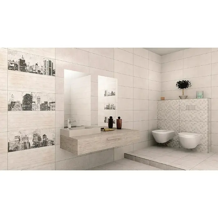 Gorenje Keramika Dekorativna pločica Madison Waves - 25 x 60 cm, Bijele boje - Živopisni prikaz