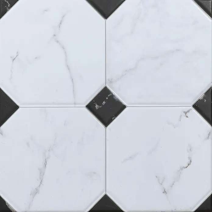 Porculanska pločica Betera Jet Blanco - 33,3 x 33,3 cm, Bijelo-crno, Mat - Pogled s gornje strane