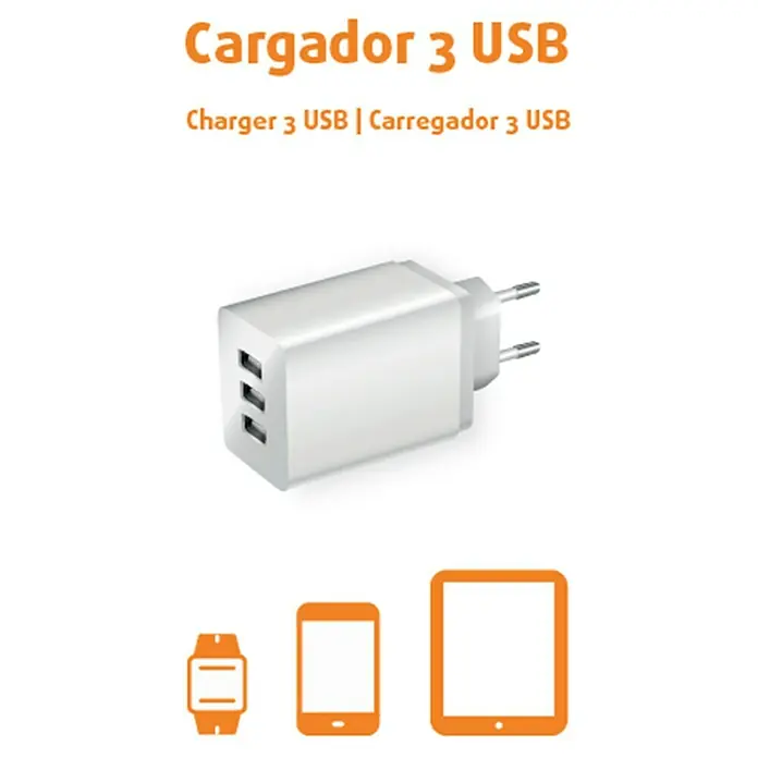 Garza Enchufe con USB x 3 - Blanco