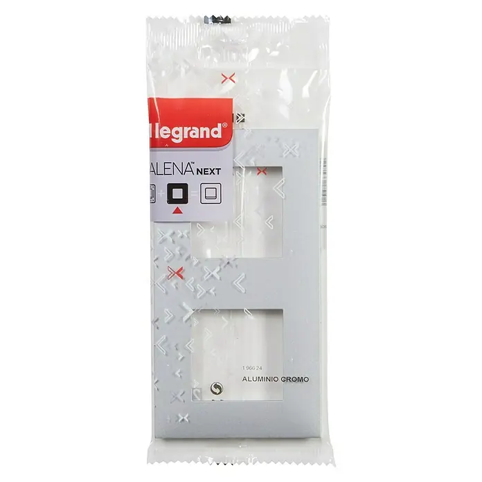 Legrand Valena Next Marco - Aluminio/Cromo, x 2, Plástico, Montaje en la pared - Vista frontal