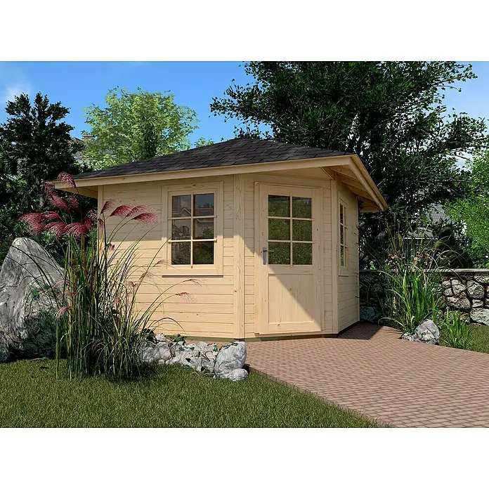 Weka Gartenhaus 149 - B x T: 318 x 319 cm, Holz, 5,664 m², Wandstärke: 28 mm - Stimmungsaufnahme