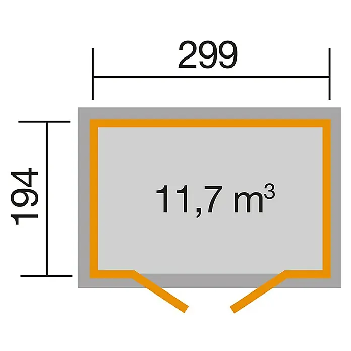 Weka Gartenhaus 321 - Holz, 5,801 m², Wandstärke: 19 mm, 1 Panorama-Doppeltür mit Milchglaselementen