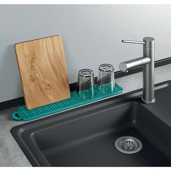 Metaltex Abtropfmatte Gravity Slim - 8 x 40 cm, Türkis - Detailaufnahme