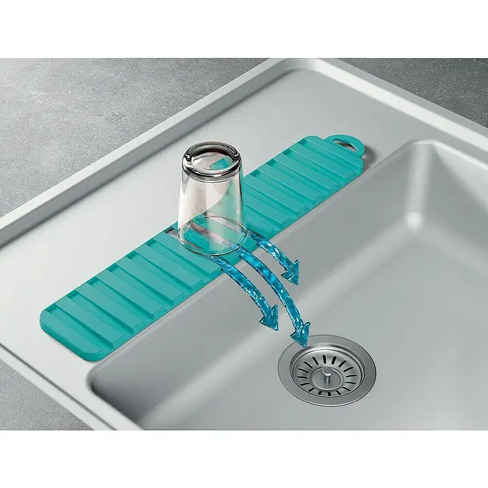 Metaltex Abtropfmatte Gravity Slim - 8 x 40 cm, Türkis - Detailaufnahme