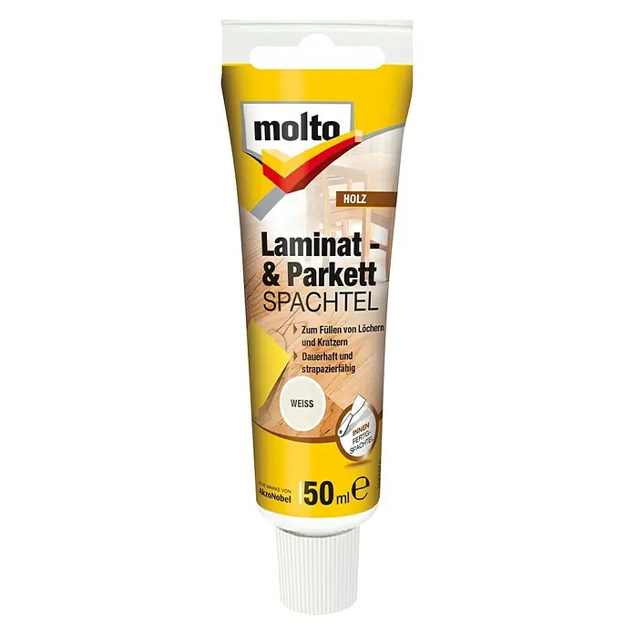 Molto Holzspachtel Laminat & Parkett - Weiß, 50 ml - Vorderansicht