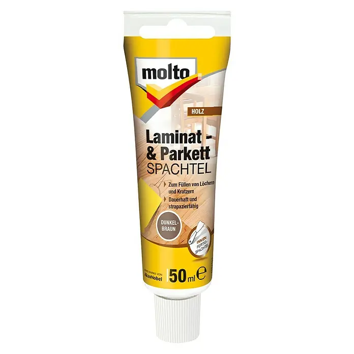 Molto Holzspachtel Laminat & Parkett - Dunkelbraun, 50 ml - Vorderansicht