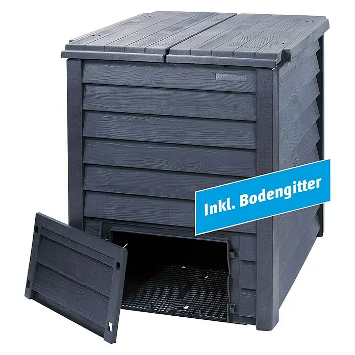 Garantia Komposter Thermo-Wood mit Bodenplatte - 400 l, 72 x 72 x 90 cm - Diagonale Ansicht
