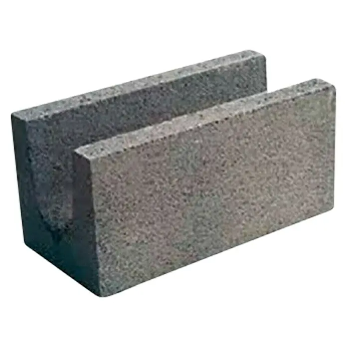 BHS Valencia Bloque de hormigón poroso en "U" - 39 x 19 x 19 cm - Vista angular