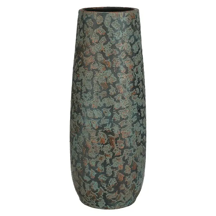 Edelmann Okrugla tegla za biljke Clemente - Vanjska dimenzija (ø x V): 21,5 x 55 cm, Bakar, prirodni materijali - Pogled sprijeda