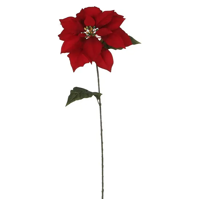 Flor artificial Poinsettia - 71 cm, Rojo - Vista frontal