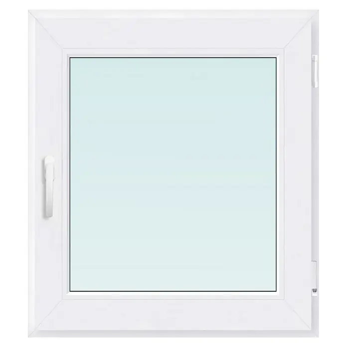 PVC prozor bez kvake, 6 komora, 3 stakla - Š x V: 80 x 90 cm, DIN desno, Bijele boje - Pogled sprijeda