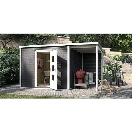 Weka wekaLine Gartenhaus Designhaus 413 + Anbau 150 cm