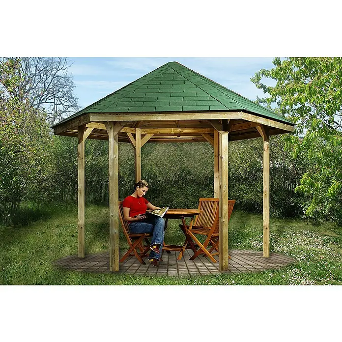 Weka Pavillon 656 - L x B: 376 x 326 cm, Braun - Anwendungsbeispiel