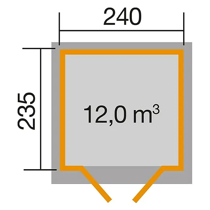 Weka Gartenhaus 122 - Holz, 5,663 m², Wandstärke: 28 mm, Natur - Skizze
