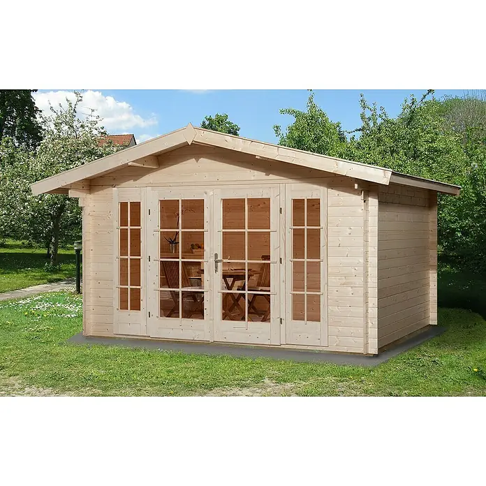 Weka Gartenhaus Weekendhaus 137 - B x T: 460 x 374 cm, Holz, 11,4 m², Wandstärke: 45 mm, Mit Vordach (60 cm) - Stimmungsaufnahme