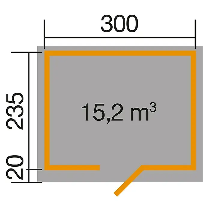 Weka Gerätehaus 260 - B x T: 355 x 277 cm, Wandstärke: 28 mm - Skizze