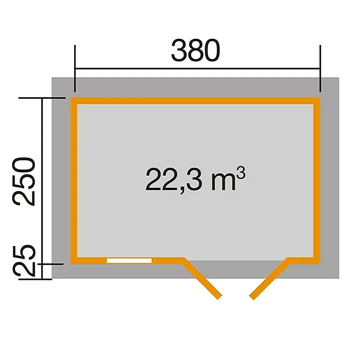 Weka Gartenhaus 163 - B x T: 450 x 300 cm, Holz, Wandstärke: 28 mm - Skizze