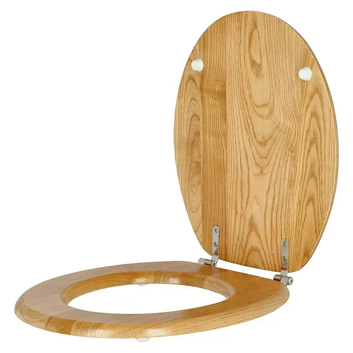 Poseidon Tapa de WC Fresno - Madera, Natural oscuro - Vista de perfil izquierdo
