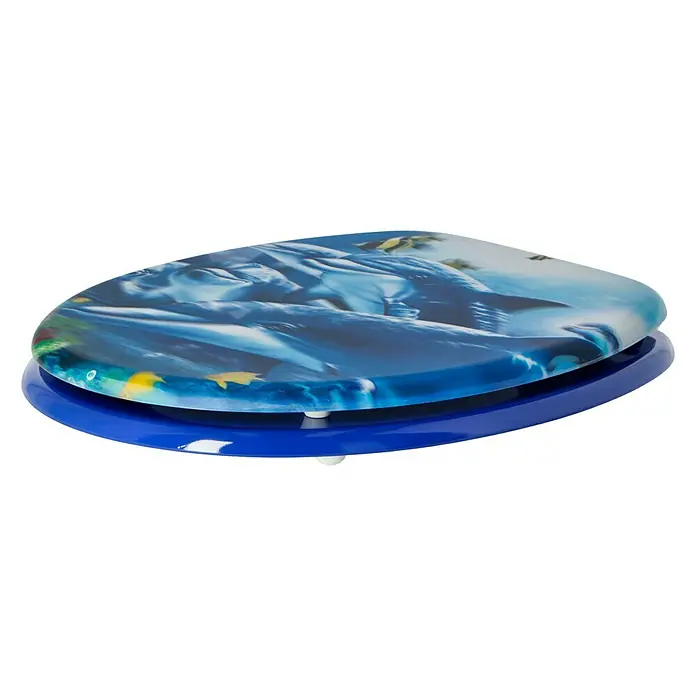 Poseidon WC-Sitz Sea Life 3D - Mit Absenkautomatik, MDF, Abnehmbar, Blau - Linke Seitenansicht